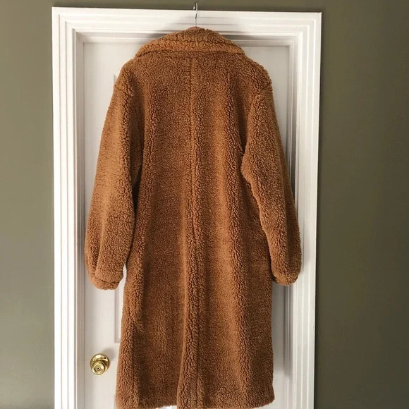 FREE PEOPLE Tessa Teddy Coat Rust Brown Size Large NWOT - Picture 5 of 7